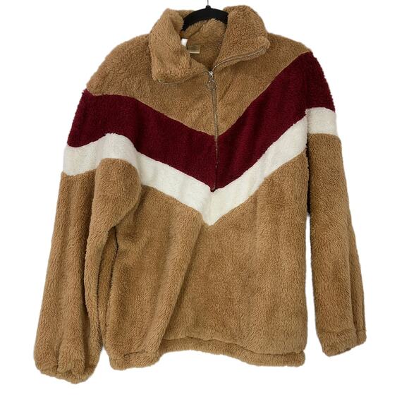 Forgotten Grace jacket pink faux fur chevron fleece S - Picture 1 of 5